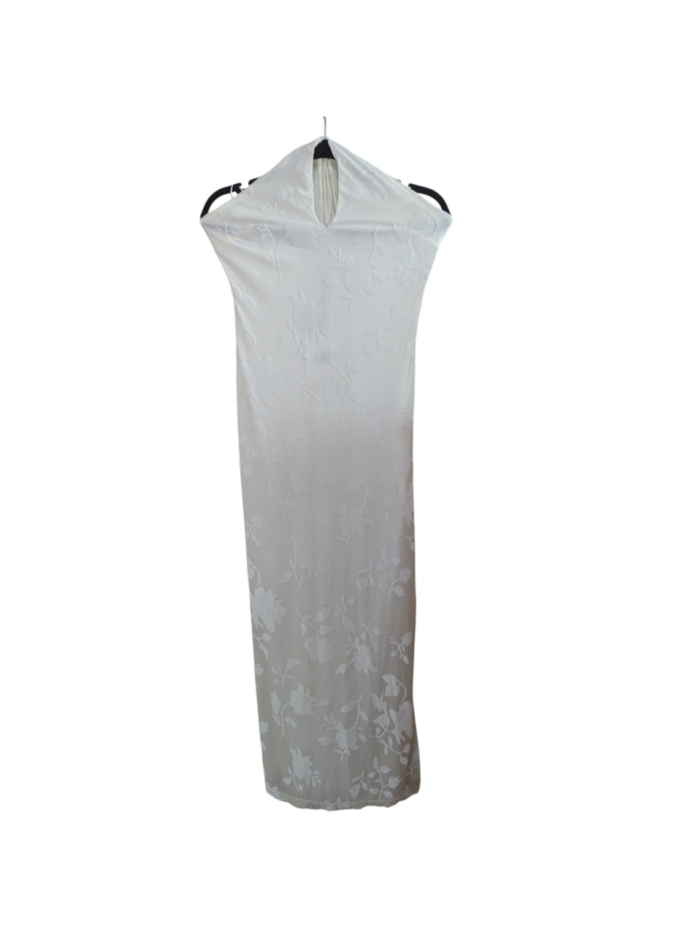 Hello Molly Maxi Dress Size 6 Eggshell Floral Embossed Halter Keyhole NWT Formal - Picture 2 of 12